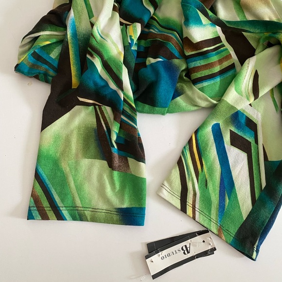 AB Studio knit top blouse top geometric abstract print 3/4 sleeves XL - Picture 13 of 16